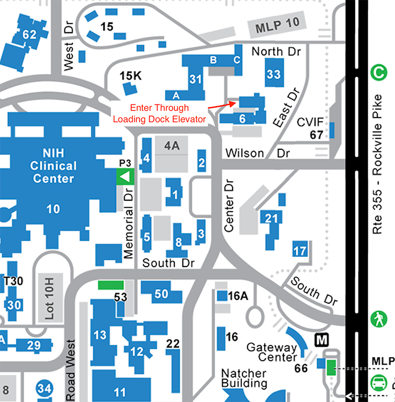 NIH Campus Visitor Map, Rocha lab entrance