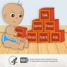Illustration of small child playing with blocks