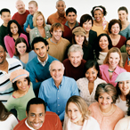 Stock photo of diverse group of adults of many ages and racial groups