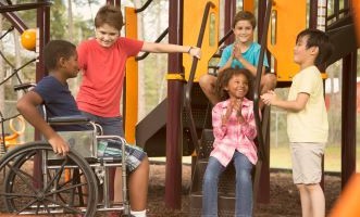 Children of all abilities on the playground