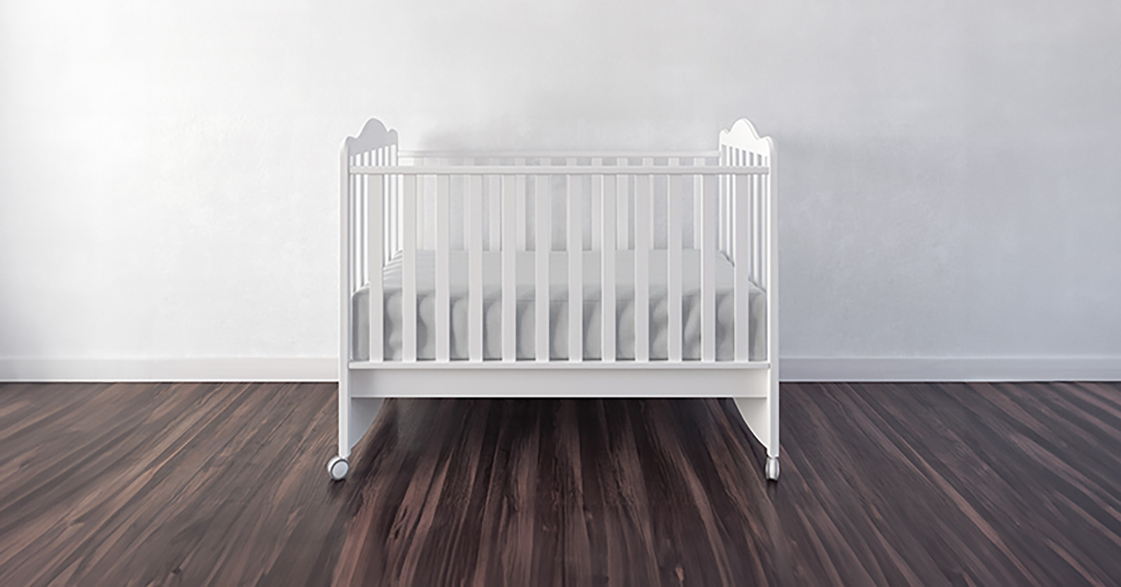 Empty infant crib.