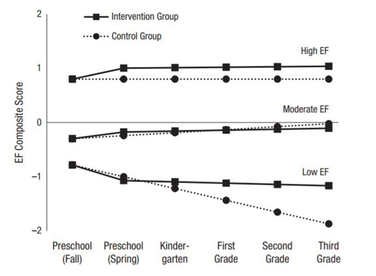 Graph of study participants’ executive function trajectorie