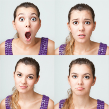 woman showing different facial expressions
